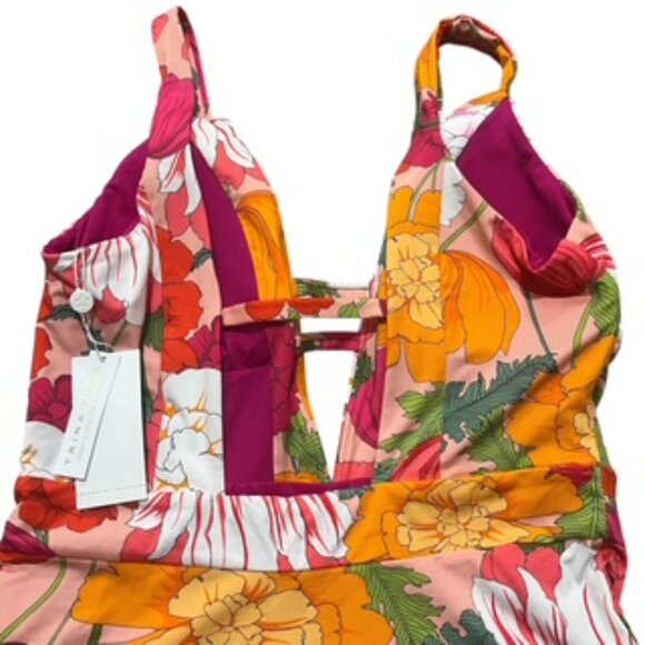 NEW Trina Turk‎ 1-Piece Swimsuit Women’s Size 10 Floral Moderate Coverage V-neck - Picture 14 of 14